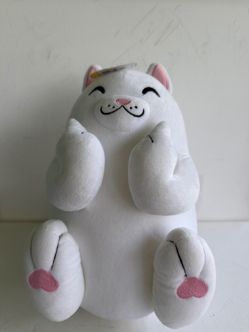 White Plush Cat Stuffed Animal with Pink Accents - Soft Kids Toy - Picture 2 of 4